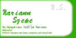 mariann szepe business card